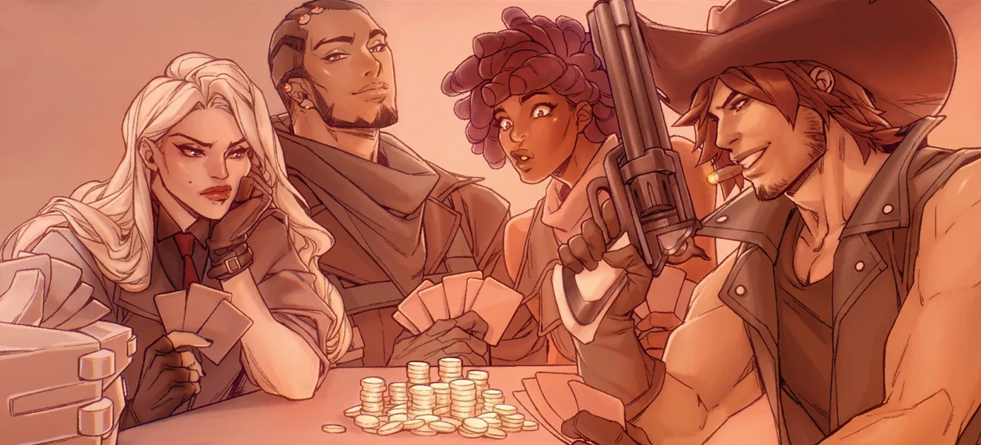 過去のデッドロック時代を思わせる4人の写真。キャスディとアッシュのほか、残る2人の正体は作中で明示されていません。